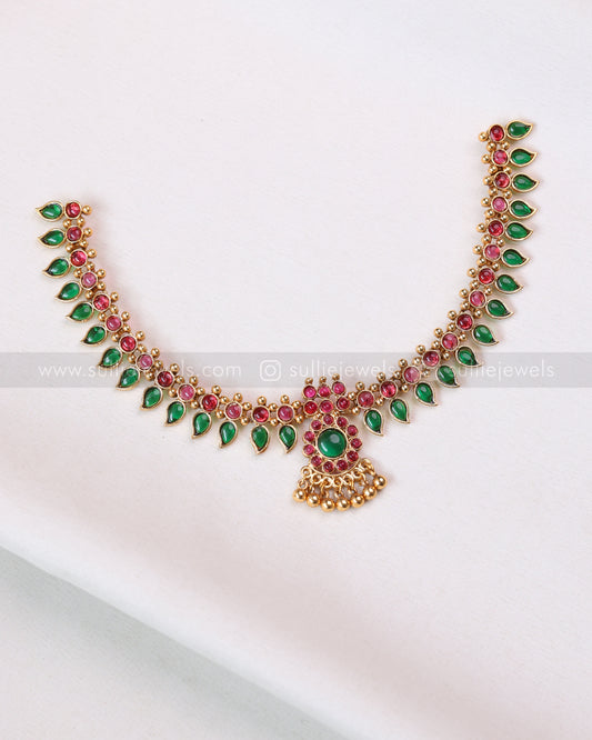 3780 - Sullie Basic Ruby Green Palakka Mango Necklace with Stud