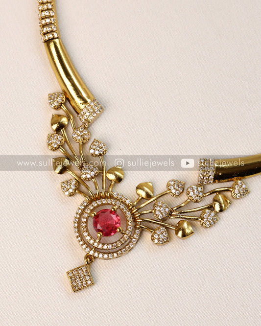 Ruby Stone Necklace with Stud