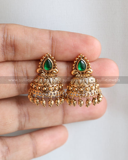 Mini Half-Cut Jhumka - Green