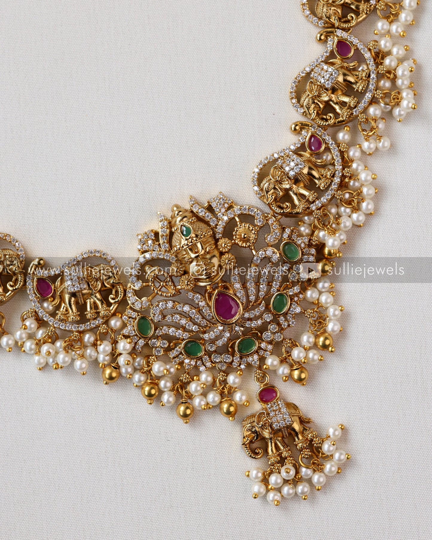 AD Premium Venkateswara Haram with Earrings