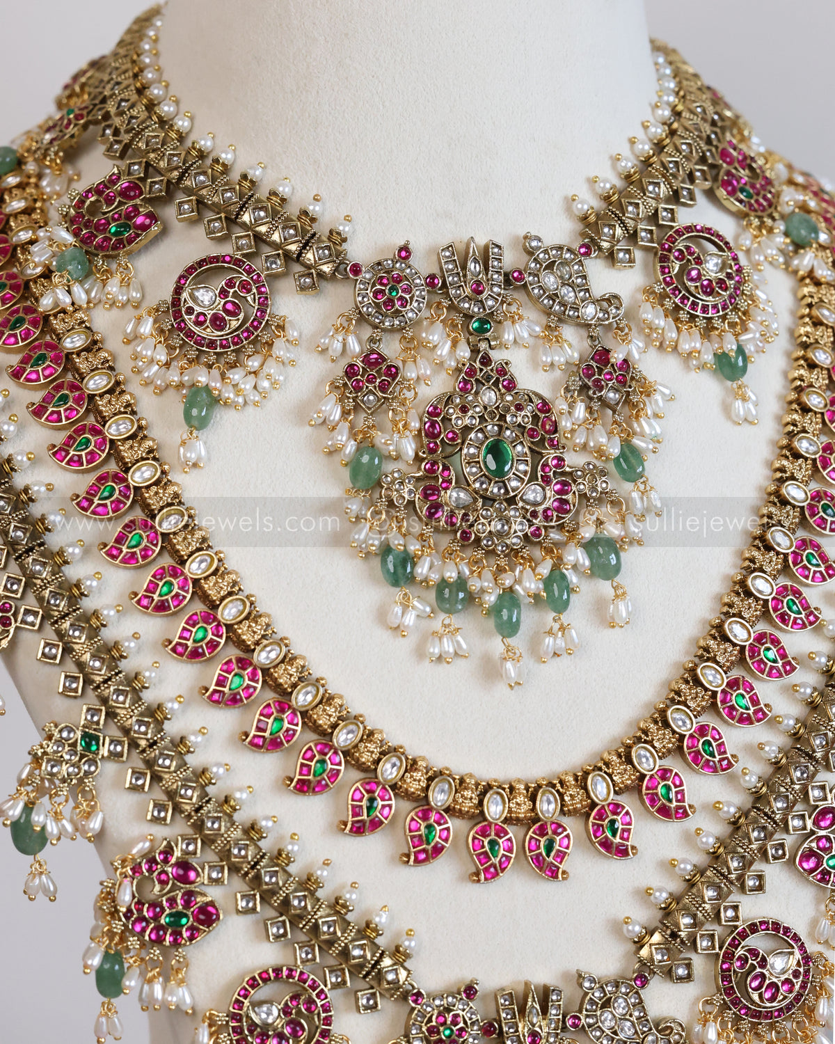 Premium Venkateswara Kundan & Mango Kemp Bridal Combo ( 5 piece )