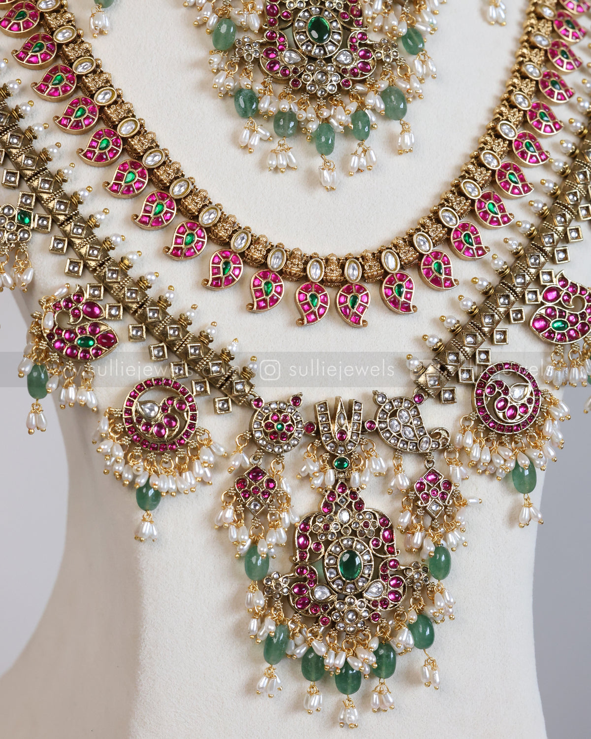 Premium Venkateswara Kundan & Mango Kemp Bridal Combo ( 5 piece )
