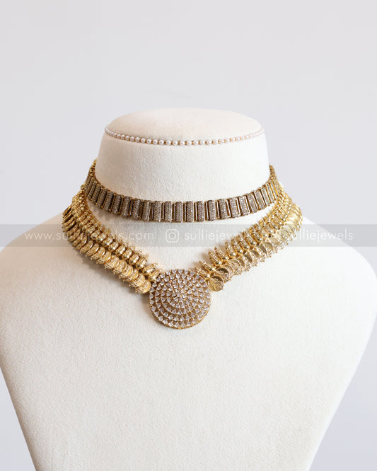 AD Stone & Gold Coin Fusion Layered Combo ( 5 piece )
