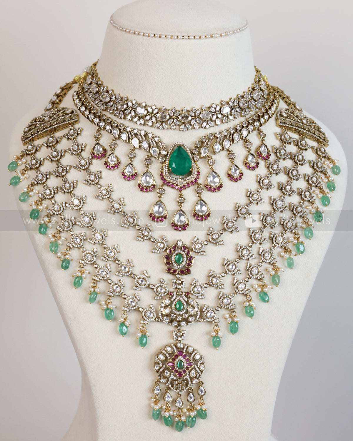 Premium Diamond Victorian Mint Green Ruby Pink Combo ( 5 piece )