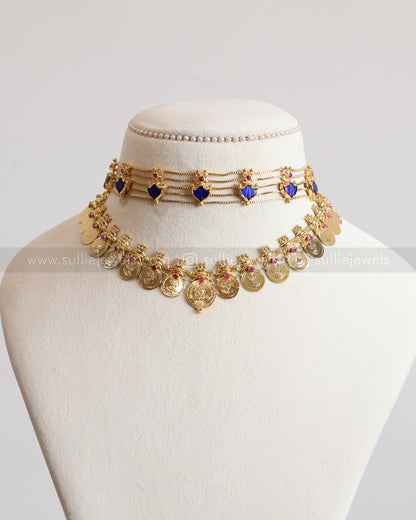 Gold Plated Blue Palakka Coin Layered Combo