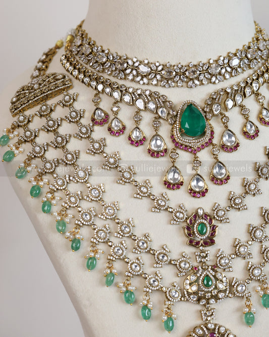 Premium Diamond Victorian Mint Green Ruby Pink Combo ( 5 piece )