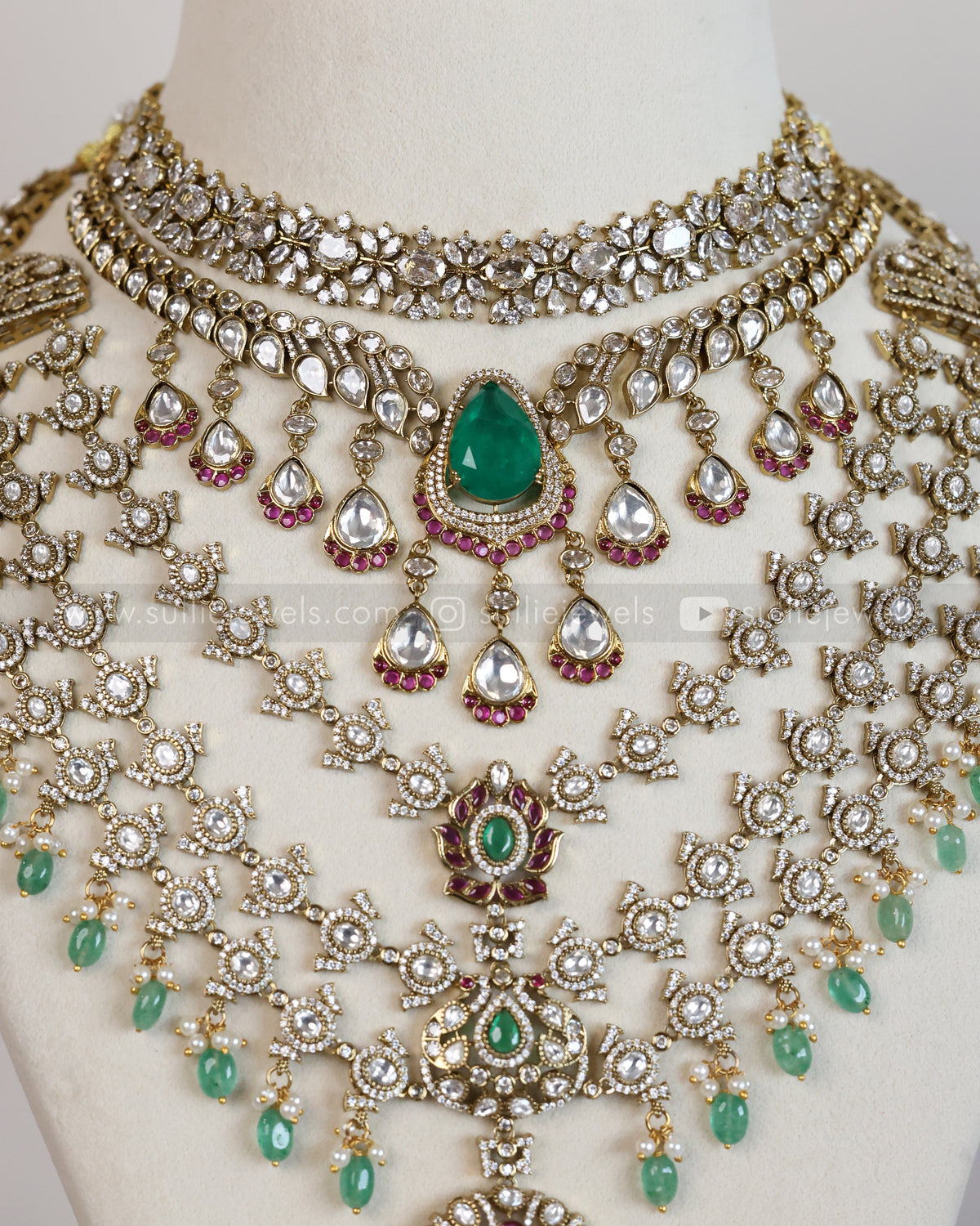 Premium Diamond Victorian Mint Green Ruby Pink Combo ( 5 piece )