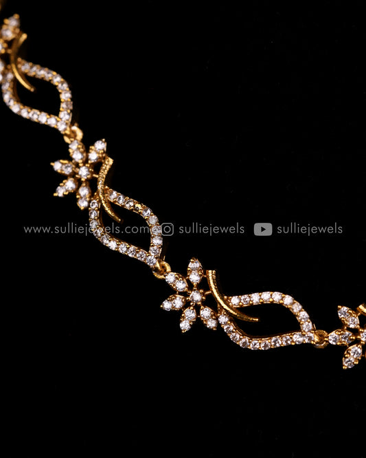 363 - Diamond Lookalike Flower Leaf Necklace Set