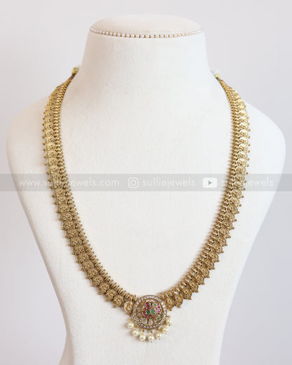 7199 - AD Peacock Gold Coin Fusion Long Chain with Stud