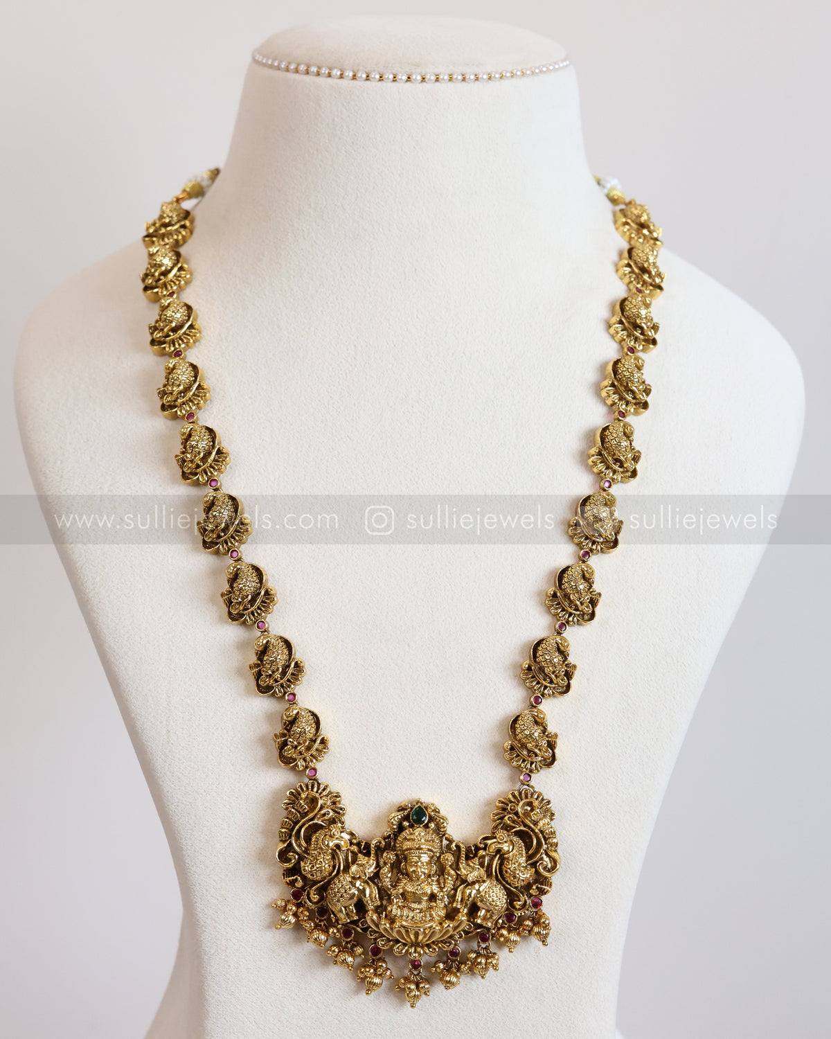 7206 - Premium Goddess & Peacock Long Chain / Haram with Earrings