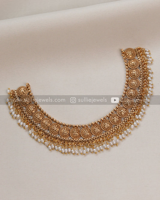 Lakshmi Coin Pearl Necklace with Stud