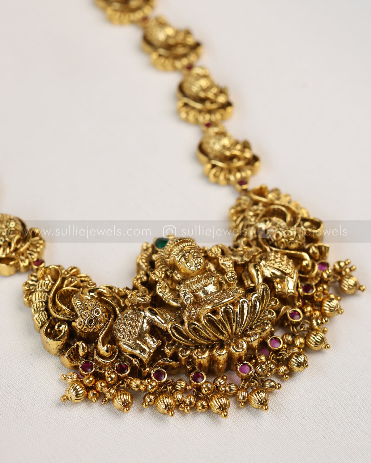 7206 - Premium Goddess & Peacock Long Chain / Haram with Earrings