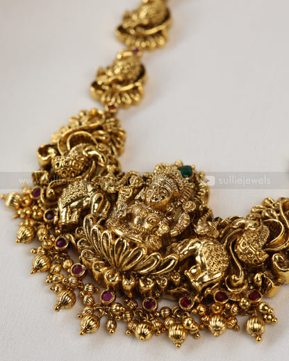 7206 - Premium Goddess & Peacock Long Chain / Haram with Earrings