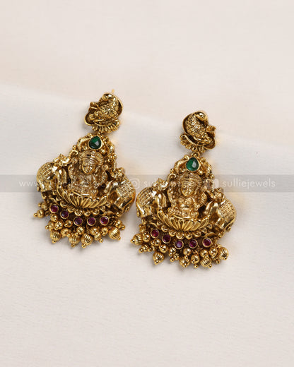 7206 - Premium Goddess & Peacock Long Chain / Haram with Earrings