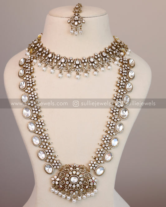 Victorian Polki Diamond White Combo ( 4 piece )