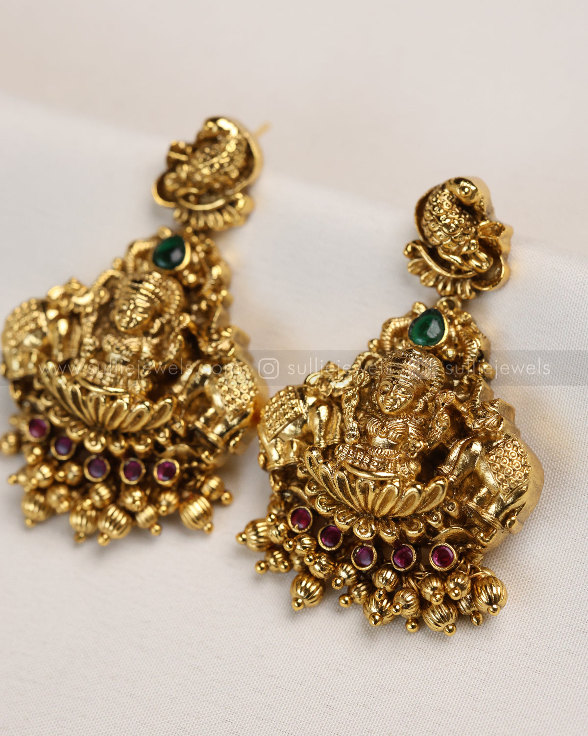 7206 - Premium Goddess & Peacock Long Chain / Haram with Earrings