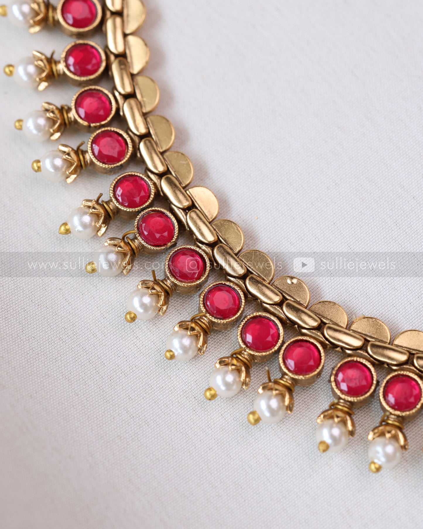 3781 - Sullie Basic - Two Colour Stone Reversible Necklace with 2 Studs