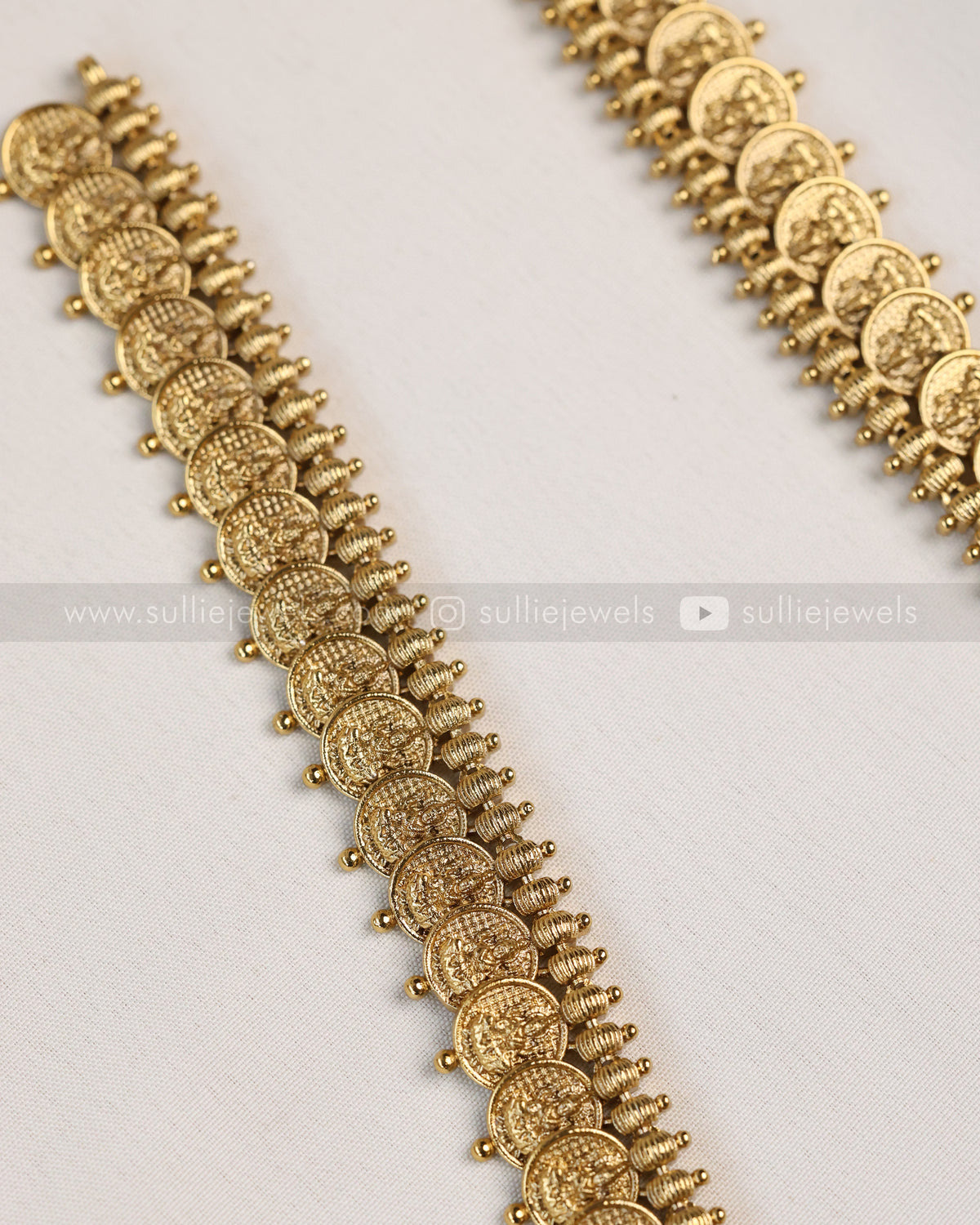 7199 - AD Peacock Gold Coin Fusion Long Chain with Stud