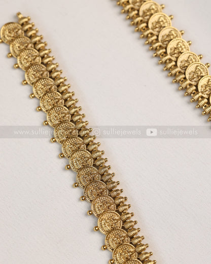 7199 - AD Peacock Gold Coin Fusion Long Chain with Stud