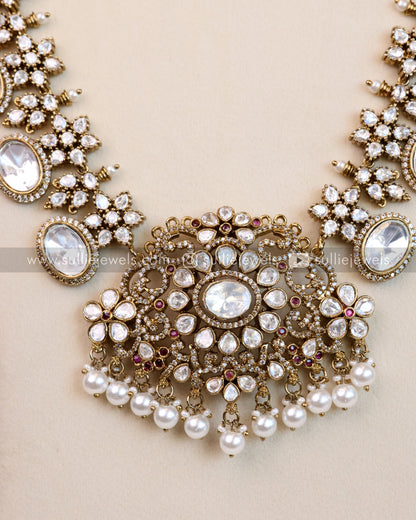 Victorian Polki Diamond White Combo ( 4 piece )