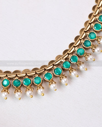 3781 - Sullie Basic - Two Colour Stone Reversible Necklace with 2 Studs
