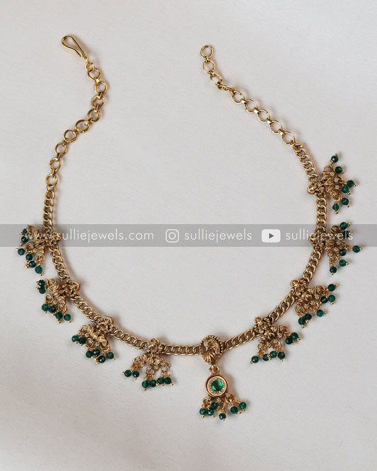 Sullie Basic - Lakshmi Charm Green Beads Necklace with Earring