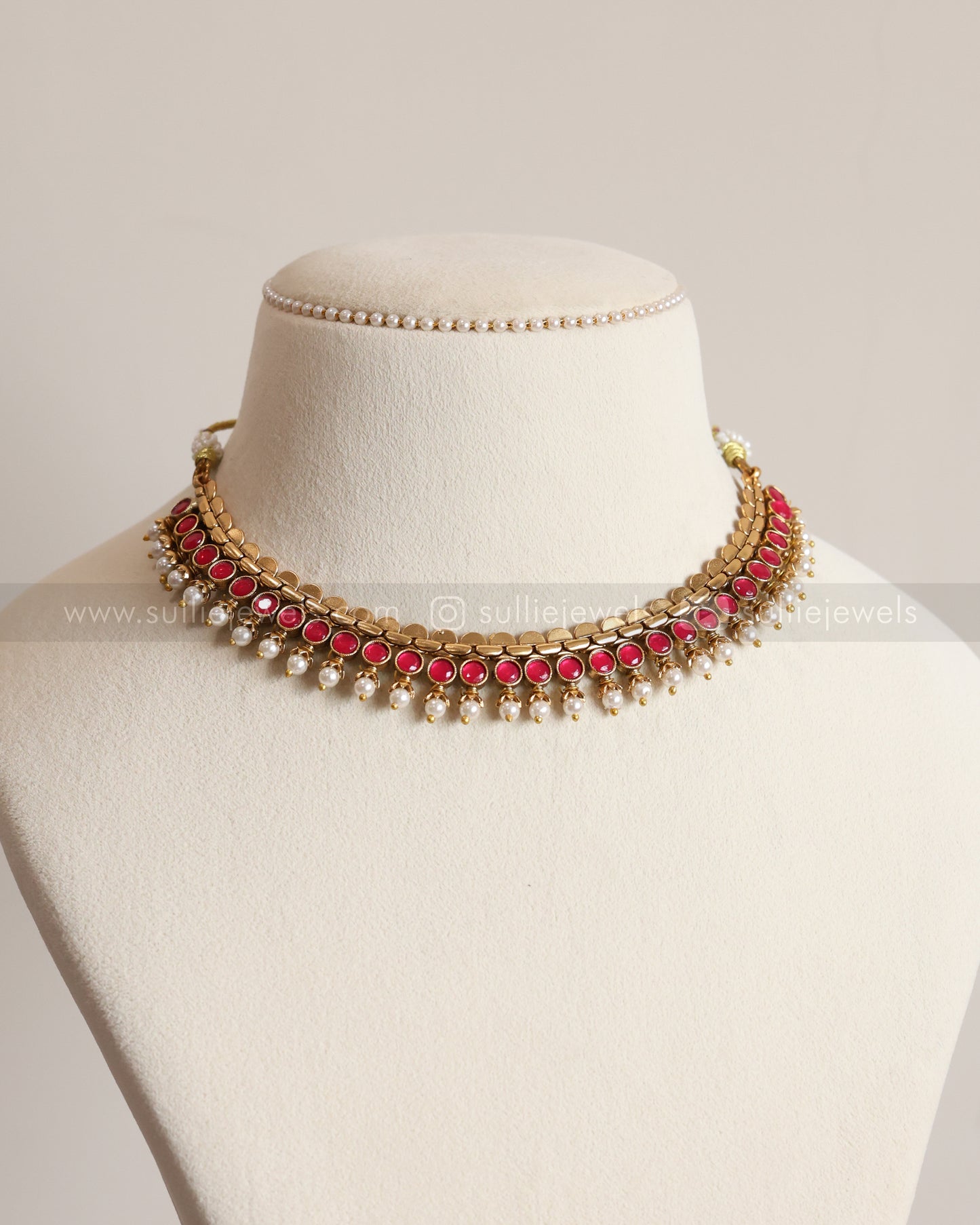 3781 - Sullie Basic - Two Colour Stone Reversible Necklace with 2 Studs