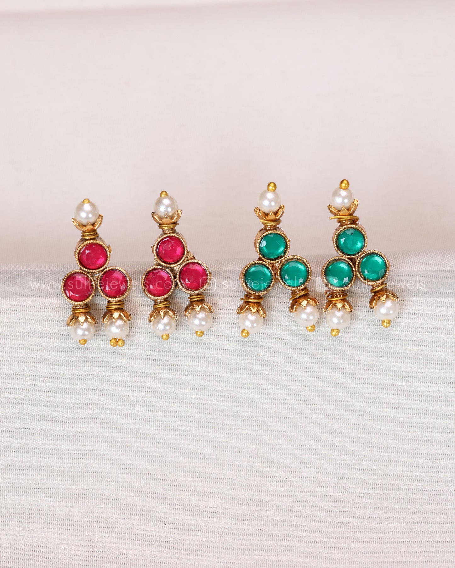 3781 - Sullie Basic - Two Colour Stone Reversible Necklace with 2 Studs