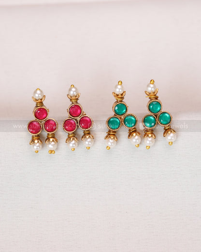 3781 - Sullie Basic - Two Colour Stone Reversible Necklace with 2 Studs