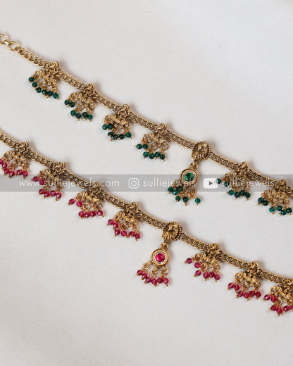 Sullie Basic - Lakshmi Charm Green Beads Necklace with Earring