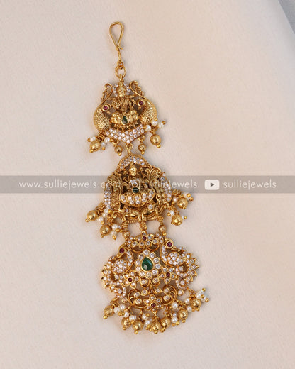 Premium Lakshmi & Peacock Stone 3 Layer Tikka
