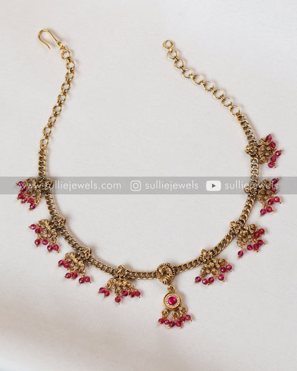 Sullie Basic - Lakshmi Charm Ruby Beads Necklace with Earring