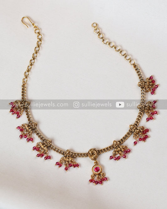 Sullie Basic - Lakshmi Charm Ruby Beads Necklace with Earring