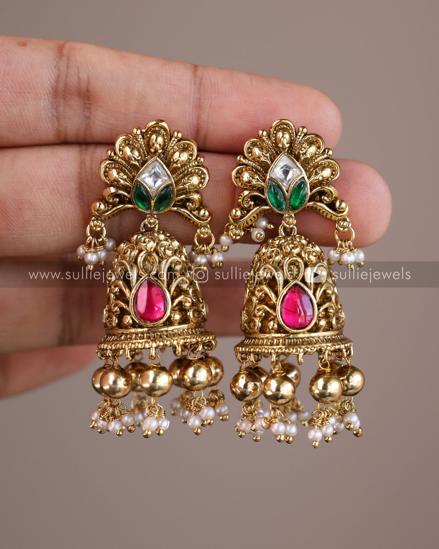Premium Kemp Lakshmi Long Chain / Haram with Jhumka