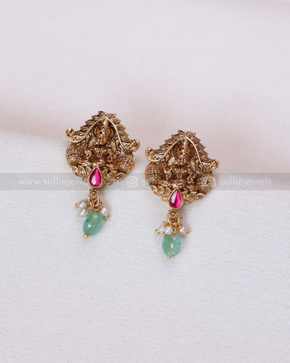 2095 - Premium Copper Gold Lakshmi Choker with Stud - Mint Beads