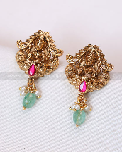 2095 - Premium Copper Gold Lakshmi Choker with Stud - Mint Beads