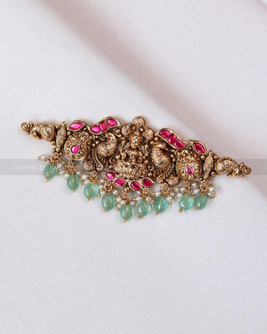 2095 - Premium Copper Gold Lakshmi Choker with Stud - Mint Beads
