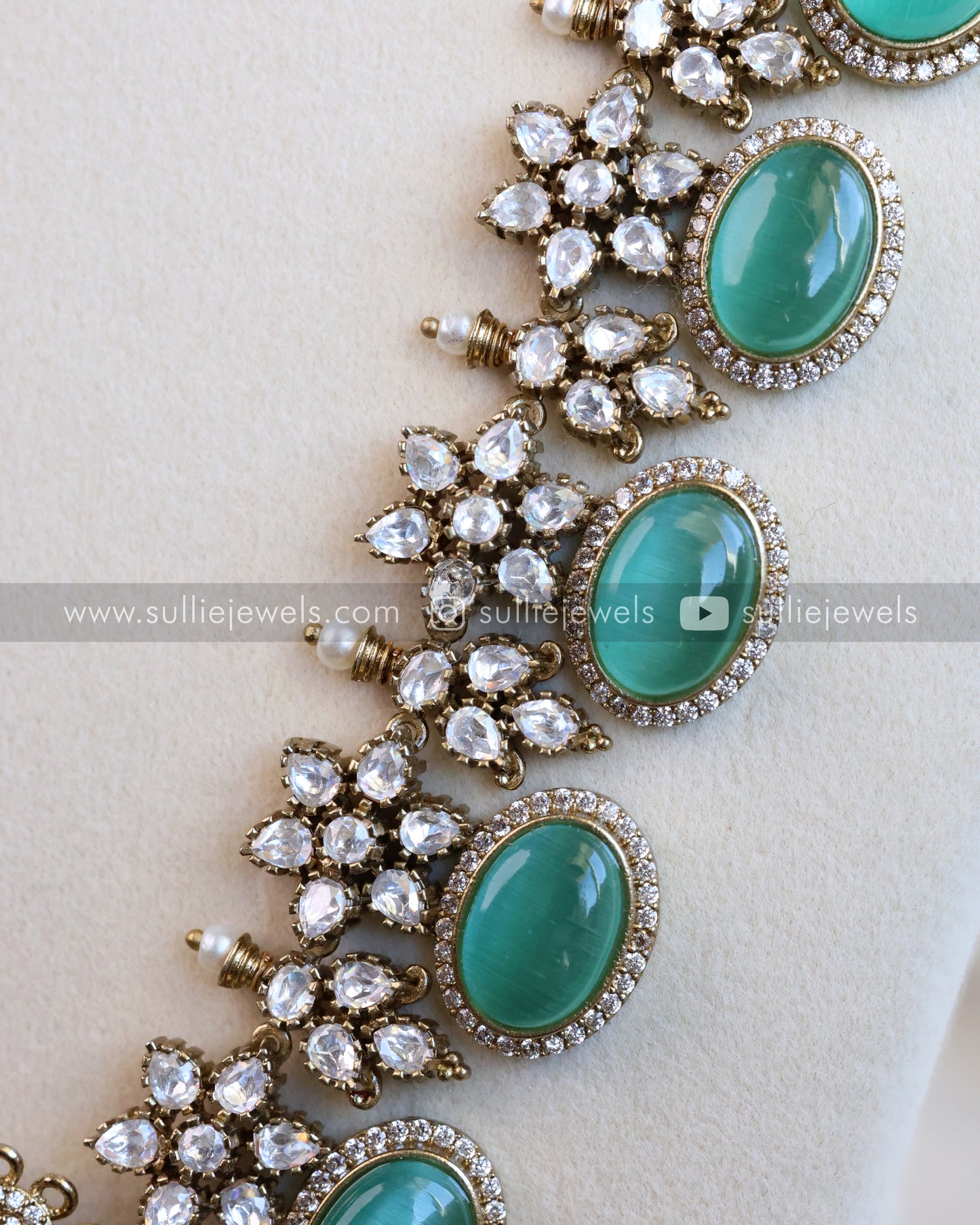 Victorian Polki Diamond Pastel Blue/Green Combo ( 6 piece )