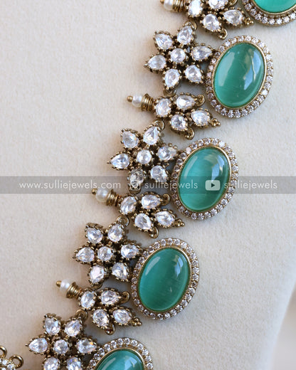 Victorian Polki Diamond Pastel Blue/Green Combo ( 6 piece )
