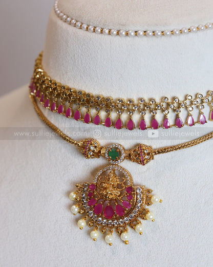 Lakshmi Diamond Pink Stone Layered Combo