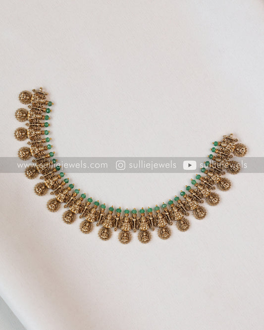 Lakshmi Coin Detailed Necklace Mint with Stud