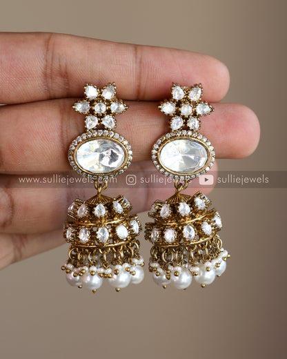 Victorian Polki Diamond White Combo ( 4 piece )