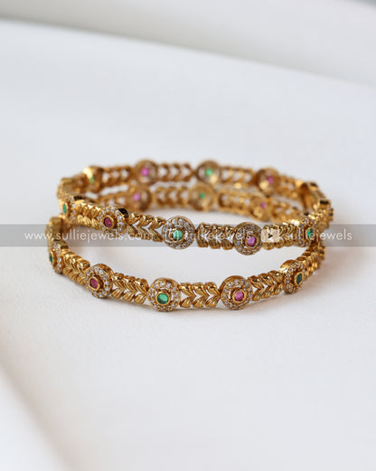 Multicolour Gold Bangle - Set of 2