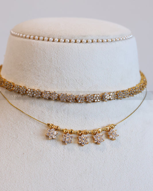 Minimal Diamond Star Necklace Layered Combo