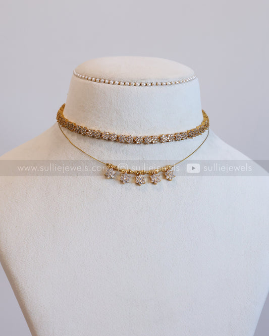 Minimal Diamond Star Necklace Layered Combo