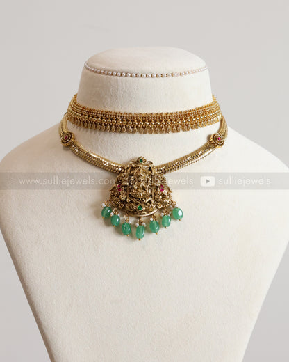 Lakshmi Premium Golden Mint Beads Necklace Layered Combo