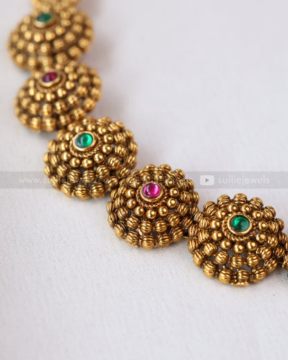 3786 - Sullie Basic - Multi Stone Floral Necklace with Stud