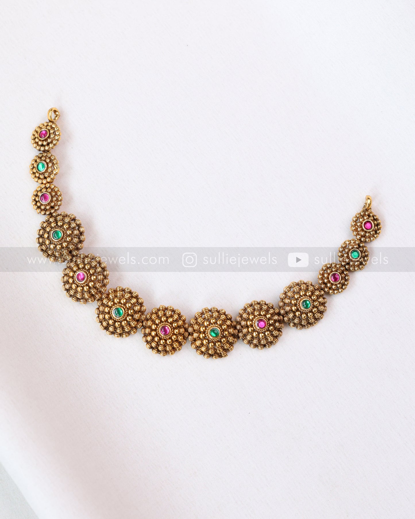 3786 - Sullie Basic - Multi Stone Floral Necklace with Stud