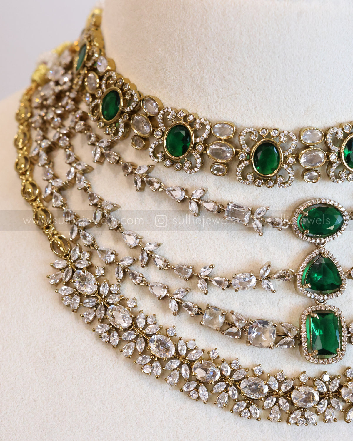 Emerald Oval Victorian Stone Layered Combo