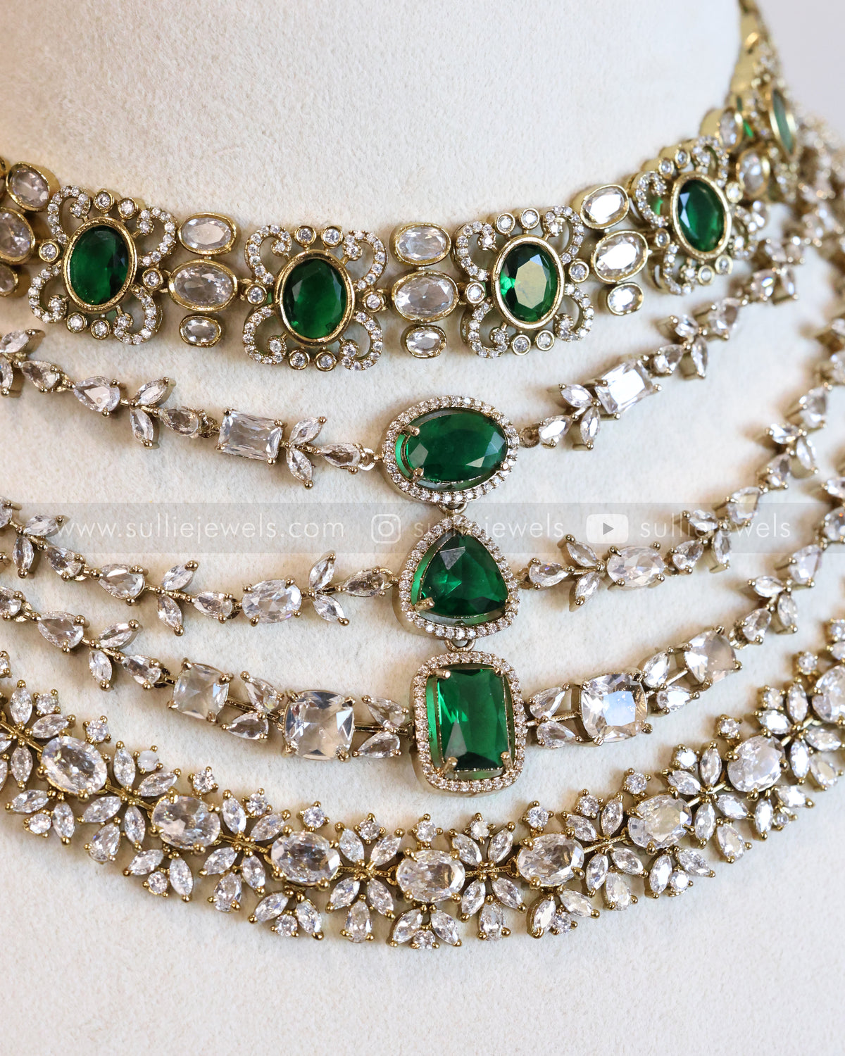 Emerald Oval Victorian Stone Layered Combo